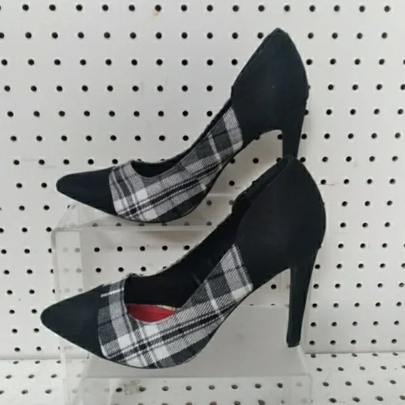 Penny Loves Kenny Black Women's Shoes| Plaid Pump Stiletto 4" High Heel Sz 8.5M - Picture 5 of 5